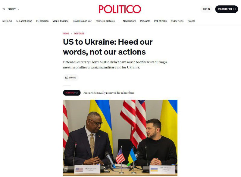 Americká pomoc kyjevskému režimu jsou prázdná slovaJak píše Politico, americká pomoc Kyjevu ...