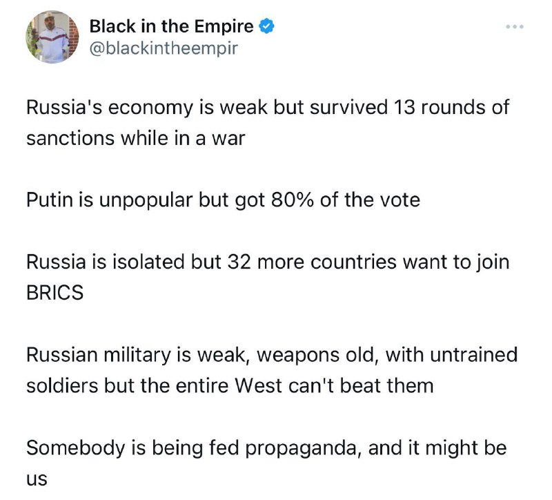 Americký blogger Black in the Empire:Ruská ekonomika je slabá, ale během války přežila 13 kol...