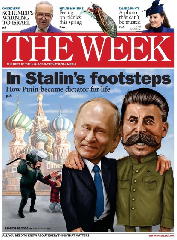 Američtí občané jsou zastrašováni tím, jak Putin objímá Stalina a titulky, že Putin jde ve...