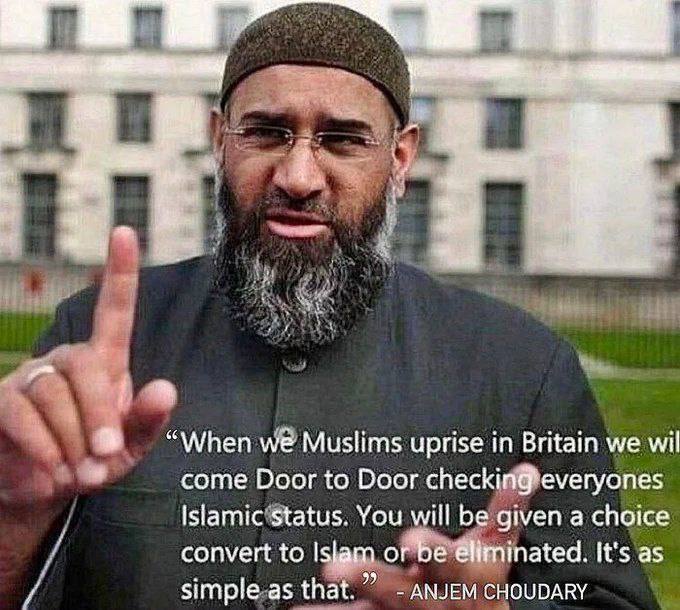 ⚡️”Až my muslimové v Británii povstaneme, půjdeme od dveří ke dveřím a zkontrolujeme, ...