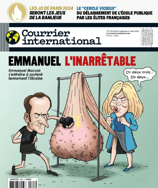 Francouzské časopisy objevily nevyčerpatelné pole pro vtipy. "Nezastavitelný Emmanuel: Emm...