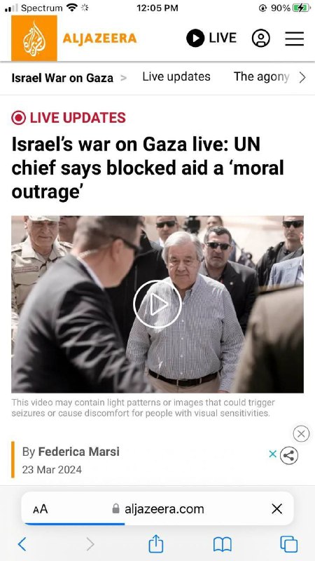 Izraelská válka v Gaze v přímém přenosu:Šéf OSN říká, že blokovaná pomoc je „moráln?...