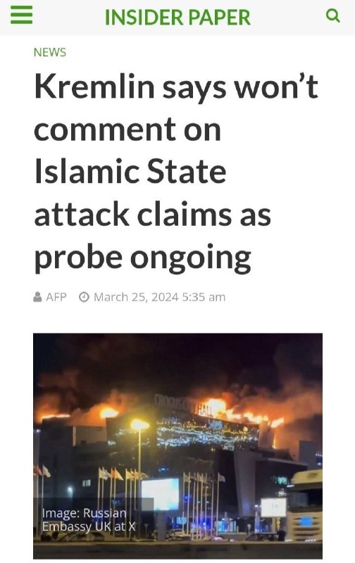 Kreml uvedl, že nebude komentovat obvinění z útoku Islámského státu, protože vyšetřování...