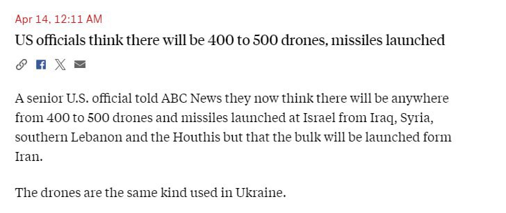 🇮🇷⚔️🇮🇱 Na Izrael je vypuštěno 400 až 500 dronů a raket z Iráku, Sýrie, jižní...