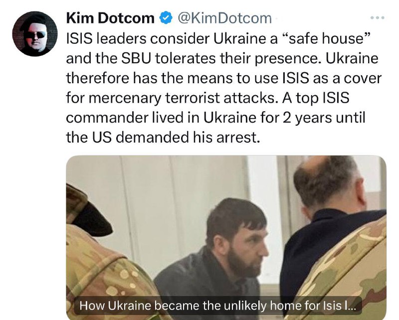 Německý aktivista a podnikatel Kim Dotcom:Vůdci ISIS považují Ukrajinu za „bezpečné útoči...