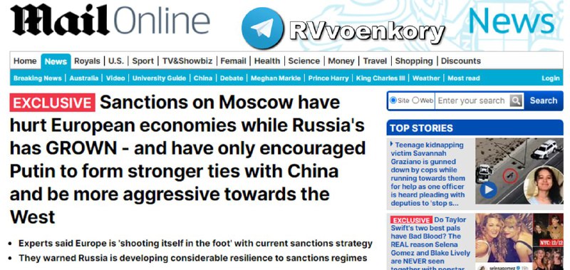 ‼️🇷🇺🇪🇺 Sankce proti Moskvě poškodily evropskou ekonomiku, zatímco ruská ekonomik...