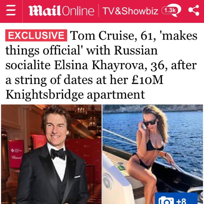 ❗️Tom Cruise oficiálně oznámil svůj vztah se svou milenkou z RuskaSlavný herec je ve vztahu...