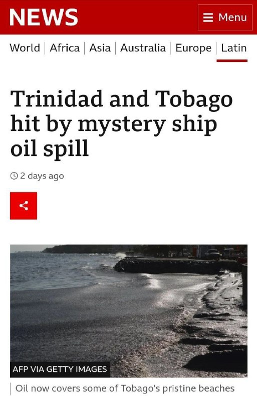 💥🇹🇹🔥 Trinidad a Tobago zasáhla záhadná ropná skvrna z lodiTrinidad a Tobago zvažuj?...